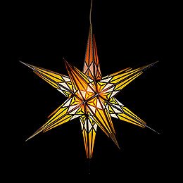 Hartenstein Christmas Star for Inside Use - White-Yellow with Silver - 68 cm / 27 inch