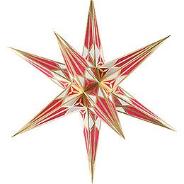 Hartenstein Christmas Star for Inside Use - White-Wine Red with Gold - 68 cm / 27 inch