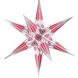Hartenstein Christmas Star for Inside Use - White-Wine Red with Silver - 68 cm / 27 inch