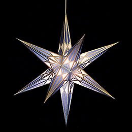 Hartenstein Christmas Star for Inside Use - White-Blue with Silver - 68 cm / 27 inch