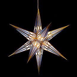 Hartenstein Christmas Star for Inside Use - White-Blue with Gold - 68 cm / 27 inch