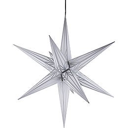 Hasslau Christmas Star - White with Silver Pattern and Lighting - 75 cm / 30 inch -  Inside/Outside Use

