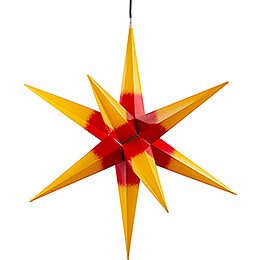 Hasslau Christmas Star - Yellow with Red Core and Lighting - 75 cm / 30 inch -  Inside/Outside Use
