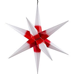 Hasslau Christmas Star - White with Red Core and Lighting - 75 cm / 30 inch -  Inside/Outside Use
