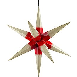 Haßlauer Weihnachtsstern für Innen und Außen cremefarben mit rotem Kern inkl. Beleuchtung - 75 cm
