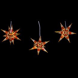 Hasslau Christmas Star Set of Three for Inside Use Red/White with Golden Pattern - 16 cm / 6.3 inch