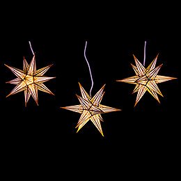 Hasslau Christmas Star Set of Three for Inside Use White with Golden Pattern - 16 cm / 6.3 inch