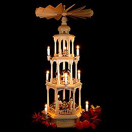 3-Tier Pyramid - Wax Candles with Forest People - 107 cm / 42.1 inch