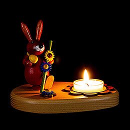 Tea Light Holder - Bunny Wanderer Red - 10 cm / 3.9 inch