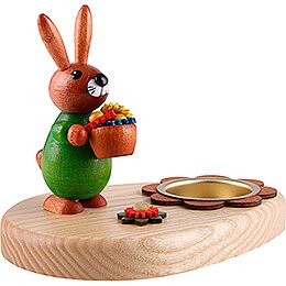 Tea Light Holder - Bunny with Flowerpot - 10 cm / 3.9 inch