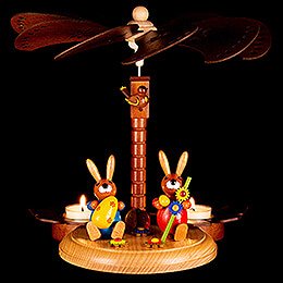 1-Tier Easter Pyramid with two Bunnies and Egg - 20 cm / 7.9 inch