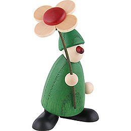 Well-Wisher Paule with Flower Congratulating, Green - 9 cm / 3.5 inch