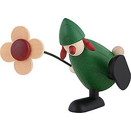 Well-Wisher Sophie with Flower Sitting/Dancing on Edge, Green - 9 cm / 3.5 inch