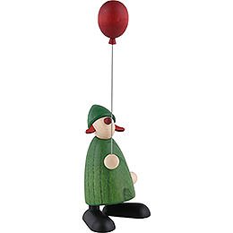 Gratulantin Lina mit rotem Luftballon, grün - 9 cm