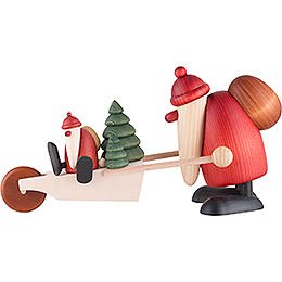 Weihnachtsmann mit Schubkarre - 19 cm