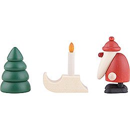 Miniaturen-Set Weihnachtsmann mit Schlitten - 4 cm