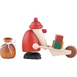 Miniaturen-Set Weihnachtsmann mit Schubkarre - 4 cm
