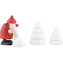 Miniature Set - Santa Claus with Snow Shovel - 4 cm / 1.6 inch