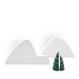 Winter Landscape with 2 Green Trees - 10 cm / 3.9 inch