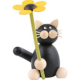 Katze Hilde mit Blume - 8 cm