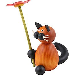 Katze Bommel mit Blume - 8 cm