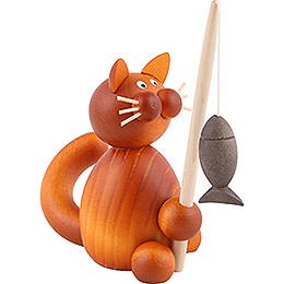 Cat Charlie with Fish - 8 cm / 3.1 inch