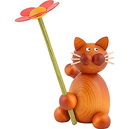 Katze Charlie mit Blume - 8 cm