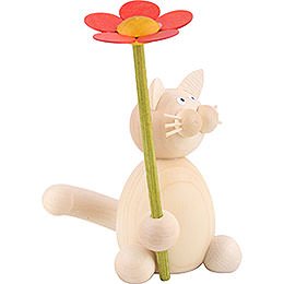 Katze Moritz mit Blume - 8 cm