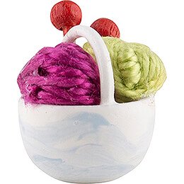 Little Basket with Wool, Pink - 1,5 cm / 0.6 inch