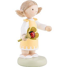 Flax Haired Children Girl with Lady Bug - 5 cm / 2 inch
