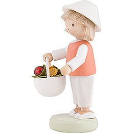 Flax Haired Children Boy with Lady Bug - 5 cm / 2 inch