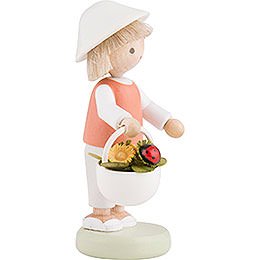 Flax Haired Children Boy with Lady Bug - 5 cm / 2 inch