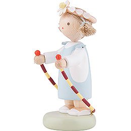 Flax Haired Children Girl with Jump Rope - 5 cm / 2 inch
