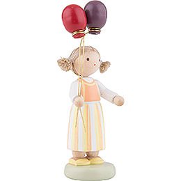 Flax Haired Children Girl with Balloons - 6,5 cm / 2,5 inch