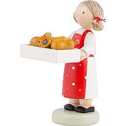 Flax Haired Children Girl with Pears - 5 cm / 2 inch