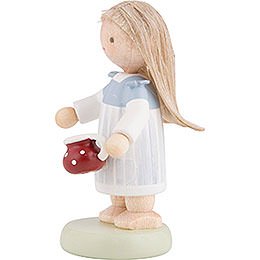 Flax Haired Children Little Girl with Little Pot - 5 cm / 2 inch