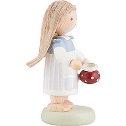 Flax Haired Children Little Girl with Little Pot - 5 cm / 2 inch
