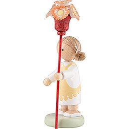 Flax Haired Children Girl with Flower Sceptre - 5 cm / 2 inch