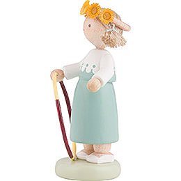 Flax Haired Children Girl with Hula Hoop - 5 cm / 2 inch