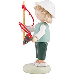 Flax Haired Children Boy with Top and Whip - 5 cm / 2 inch