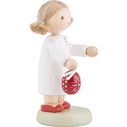 Flax Haired Children Little Girl with Sorbian Easter Egg - 5 cm / 2 inch