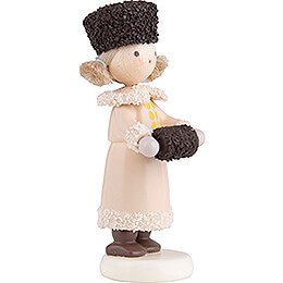 Flax Haired Children Girl with Fur Hat and Muff - 5 cm / 2 inch