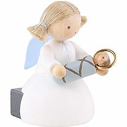 Flax Haired Angel Sitting with the Infant Jesus - 5 cm / 2 inch
