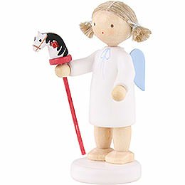 Flax Haired Angel with Hobby Horse - 5 cm / 2 inch