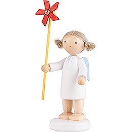 Flax Haired Angel with Wind Wheel - 5 cm / 2 inch