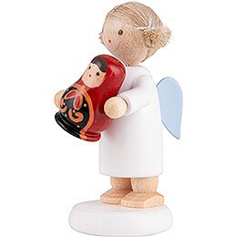 Flax Haired Angel with Russian Matryoshka - 5 cm / 2 inch
