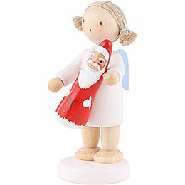 Flax Haired Angel with Chocolate Santa - 5 cm / 2 inch