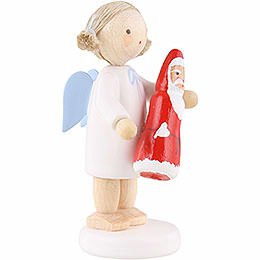 Flax Haired Angel with Chocolate Santa - 5 cm / 2 inch