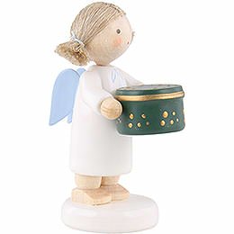 Flax Haired Angel with Can with Sweets, Green - 5 cm / 2 inch