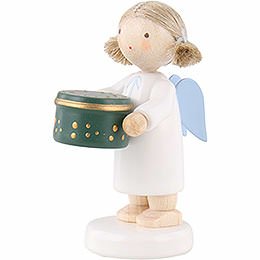Flax Haired Angel with Can with Sweets, Green - 5 cm / 2 inch